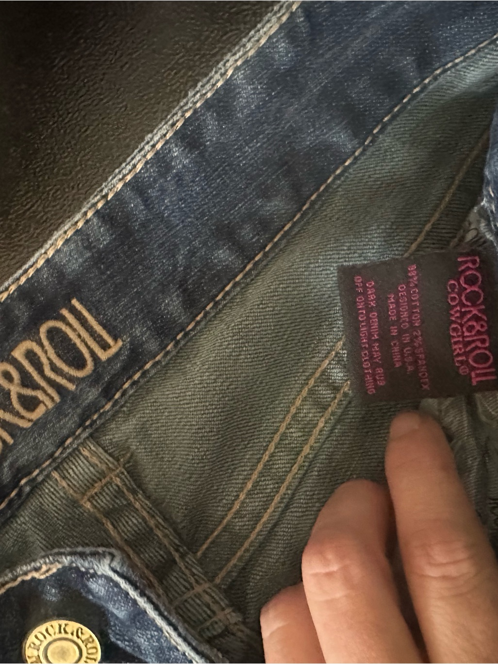Rock & Roll Cowgirl Dark Blue Denim Jeans With Contrast Stitching